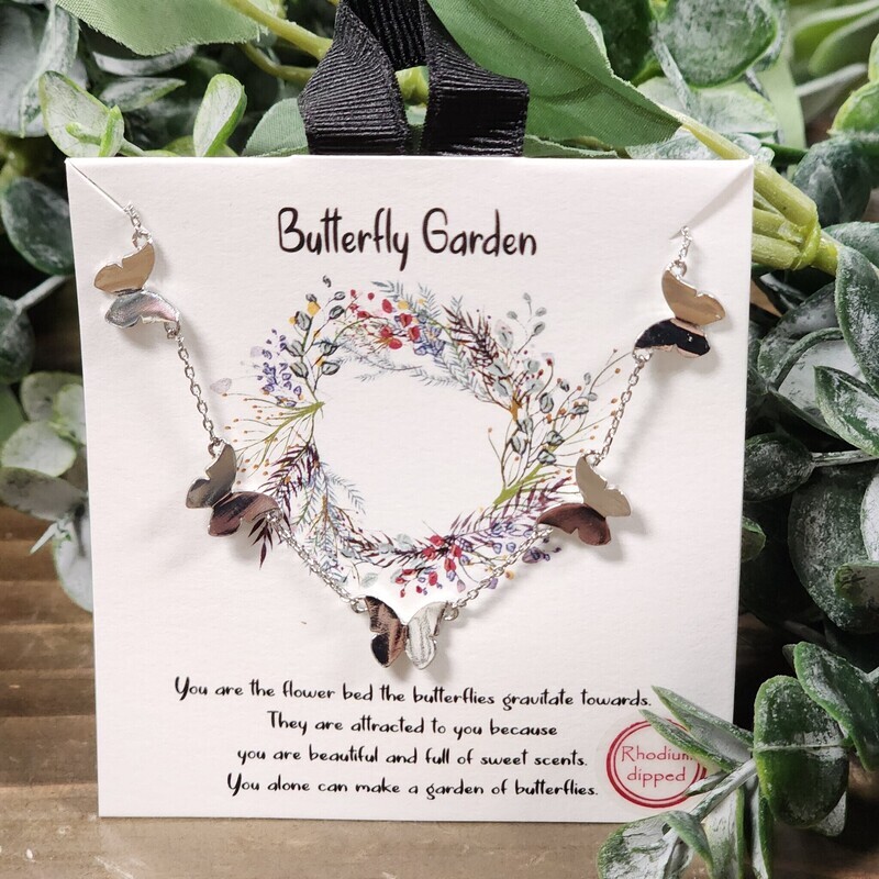BUTTERFLY GARDEN / FIVE BUTTERFLY Station Necklace