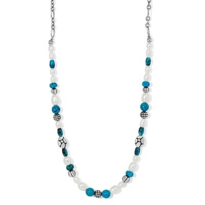 Pebble Turquoise And Pearl Necklace - Silver-Turquoise, OS