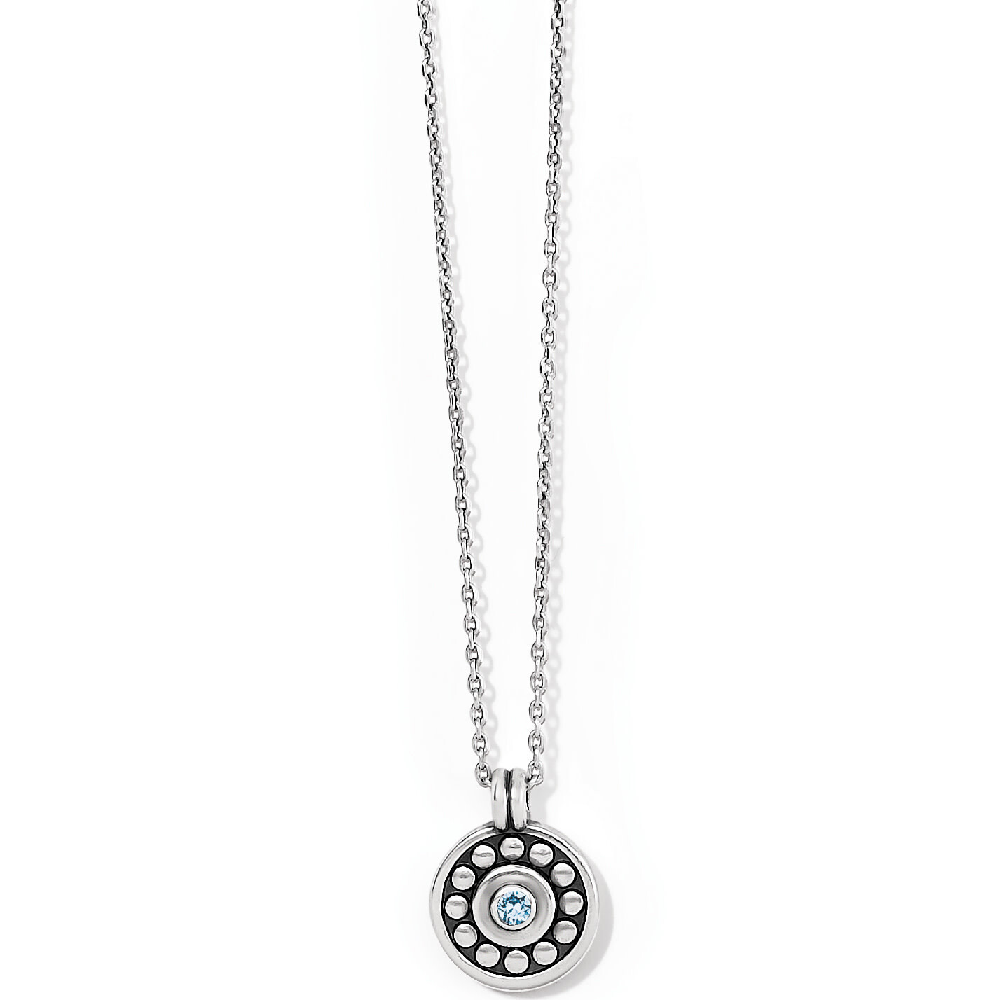 PEBBLE DOT MEDALI PETITE NECKLACE - AQUAMARINE/MARCH