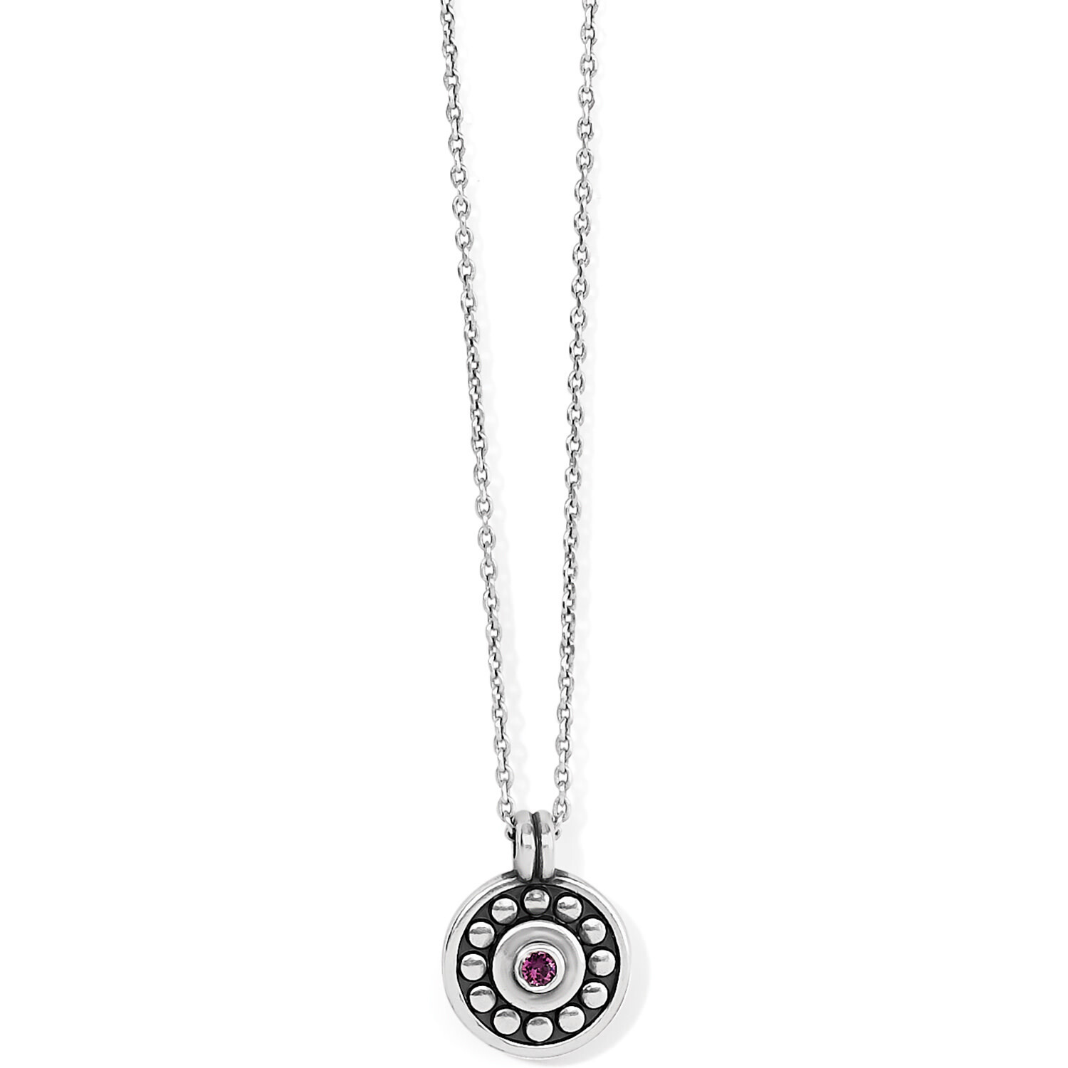 PEBBLE DOT MEDALI PETITE NECKLACE - AMETHYST/FEBRUARY