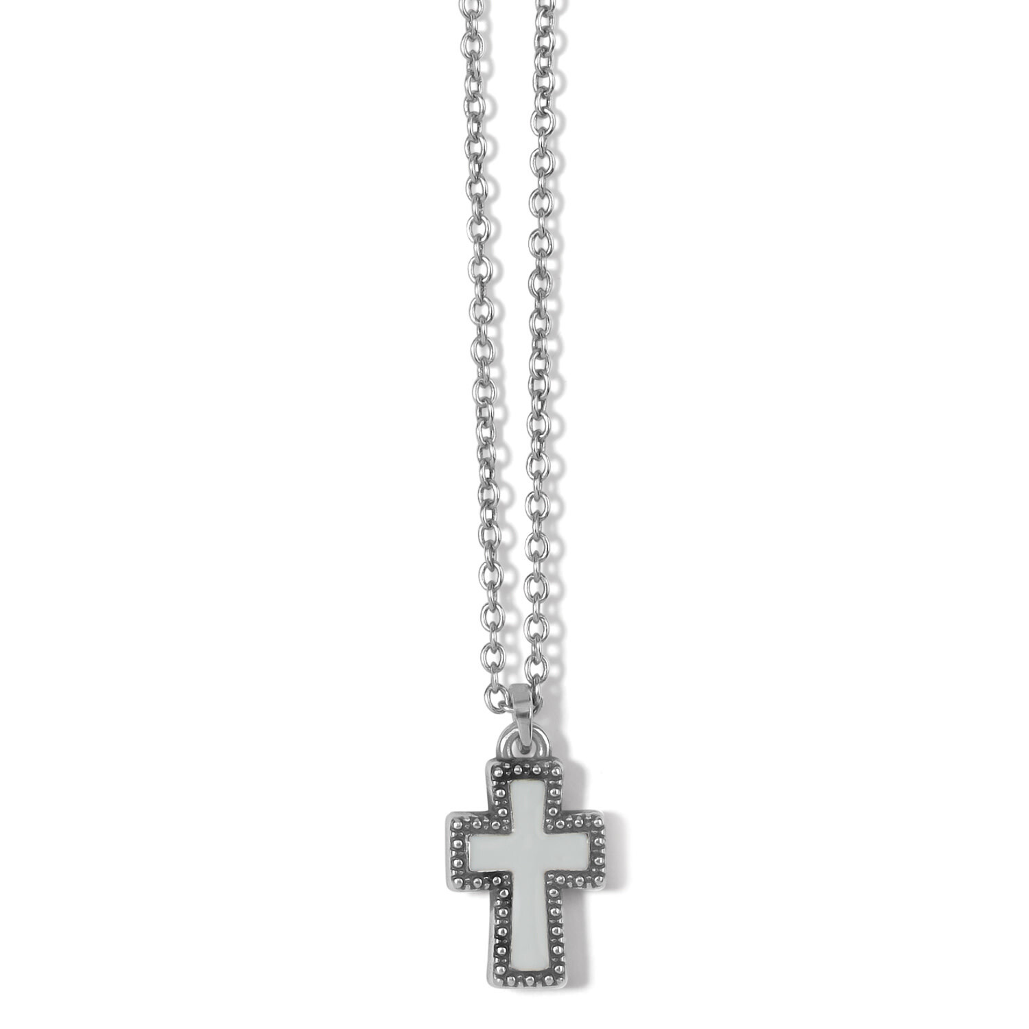 Dazzling Cross Petite Necklace - Silver-White, OS