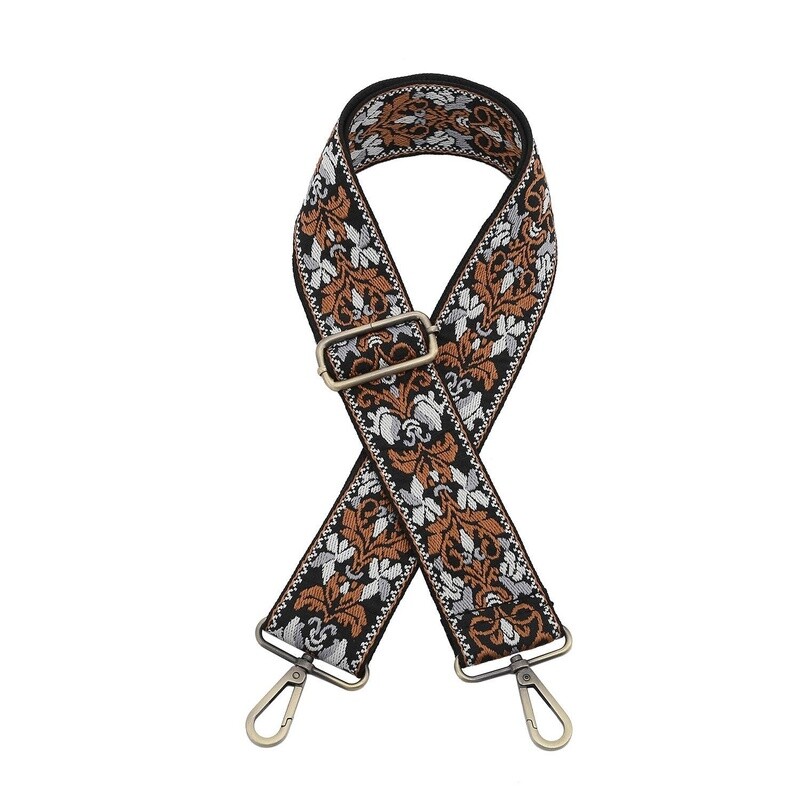 BLACK BOHO VINE GUITAR STRAP