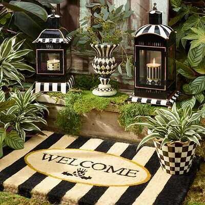 COURTLY STRIPE CANDLE LANTERN SMALL
