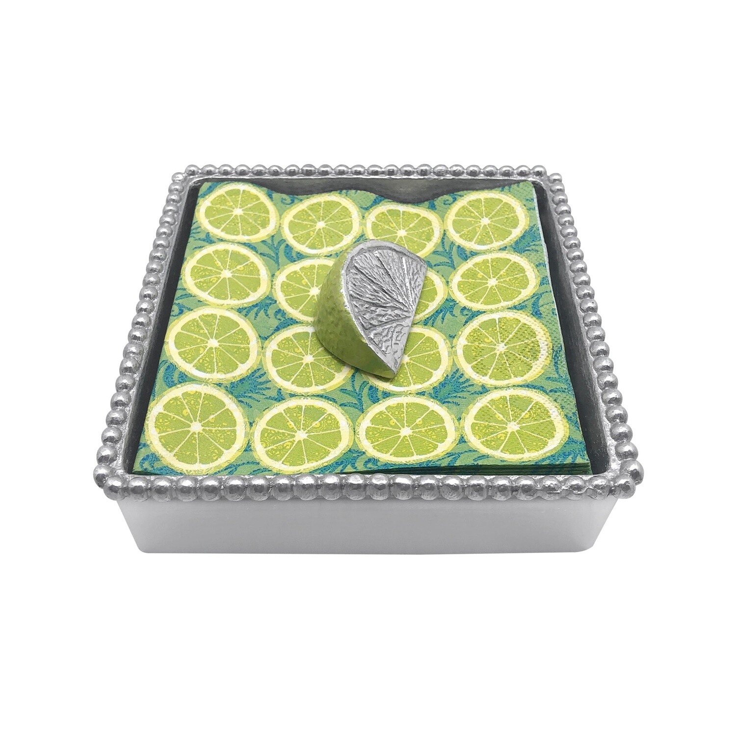 GREEN LIME BEADED NAPKIN BOX SET