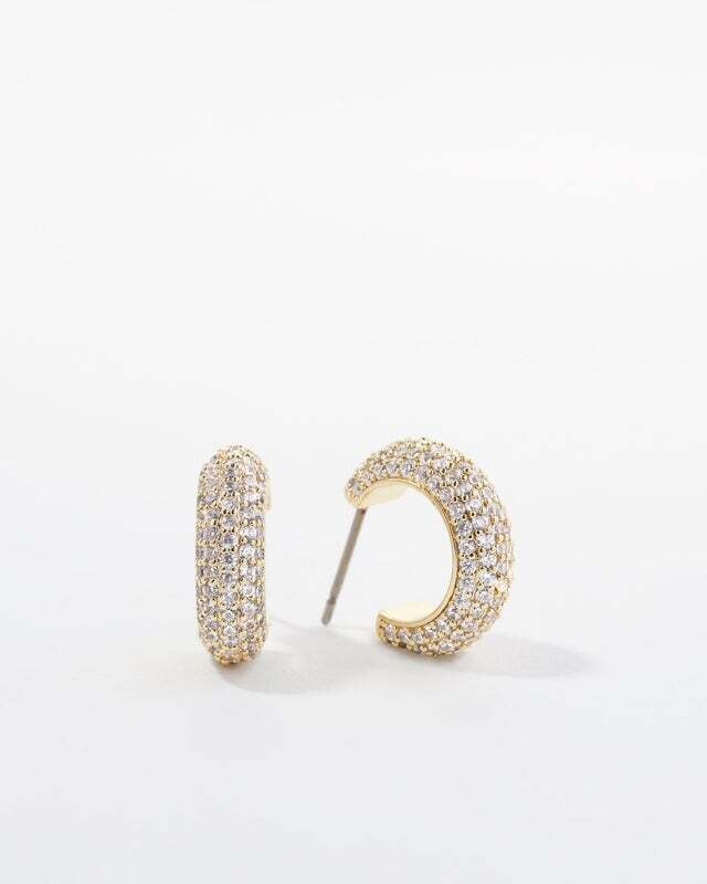 Unstoppable Pave Hoop Earrings- Gold