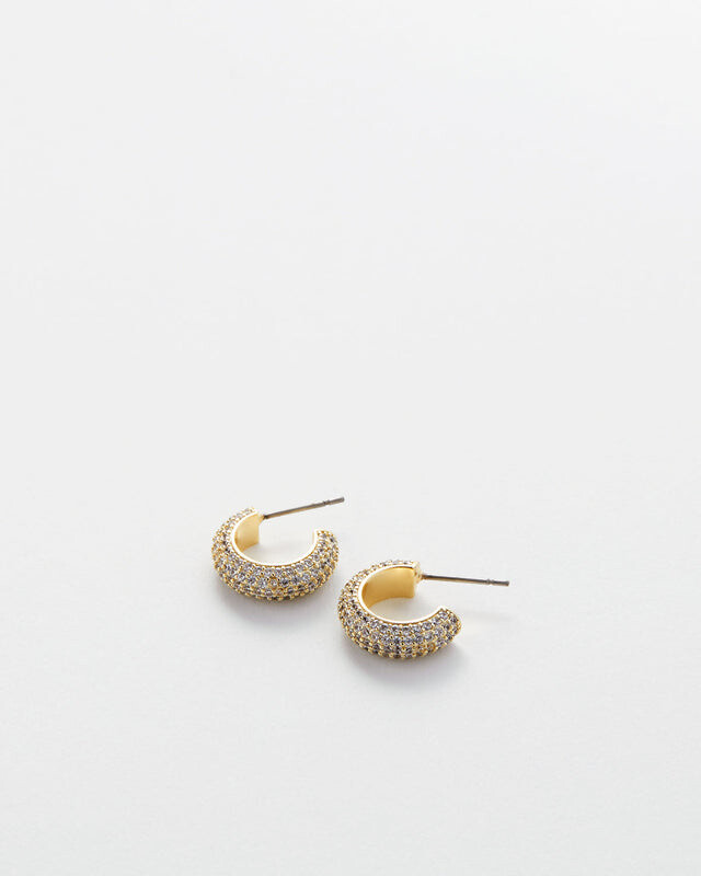 Unstoppable Pave Hoop Earrings- Gold