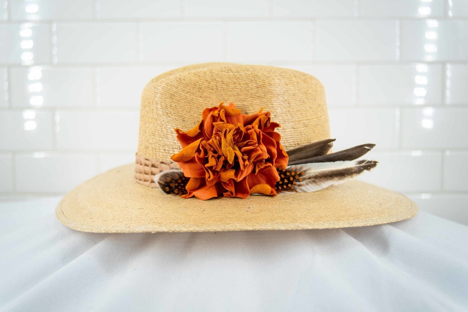 ORANGE FLORAL FEDORA