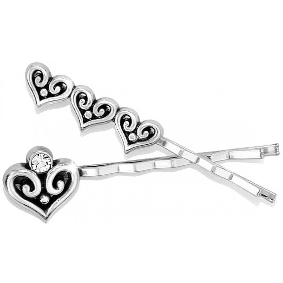 Alcazar Heart Bobby Pin Set Silver
