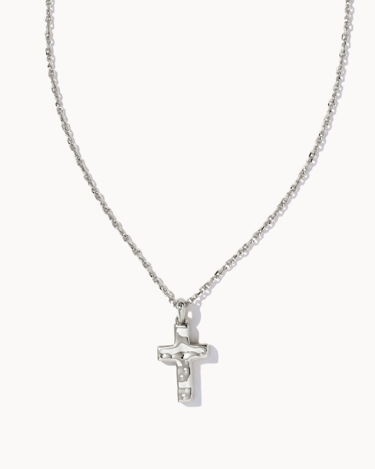 CROSS PENDANT NECKLACE, Color: RHODIUM METAL, Size: ONE SIZE
