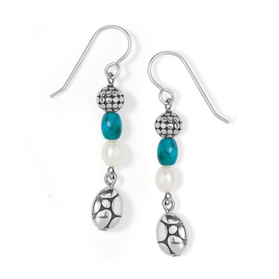 Pebble Turquoise Pearl French Wire Earrings - Silver-Pearl, OS
