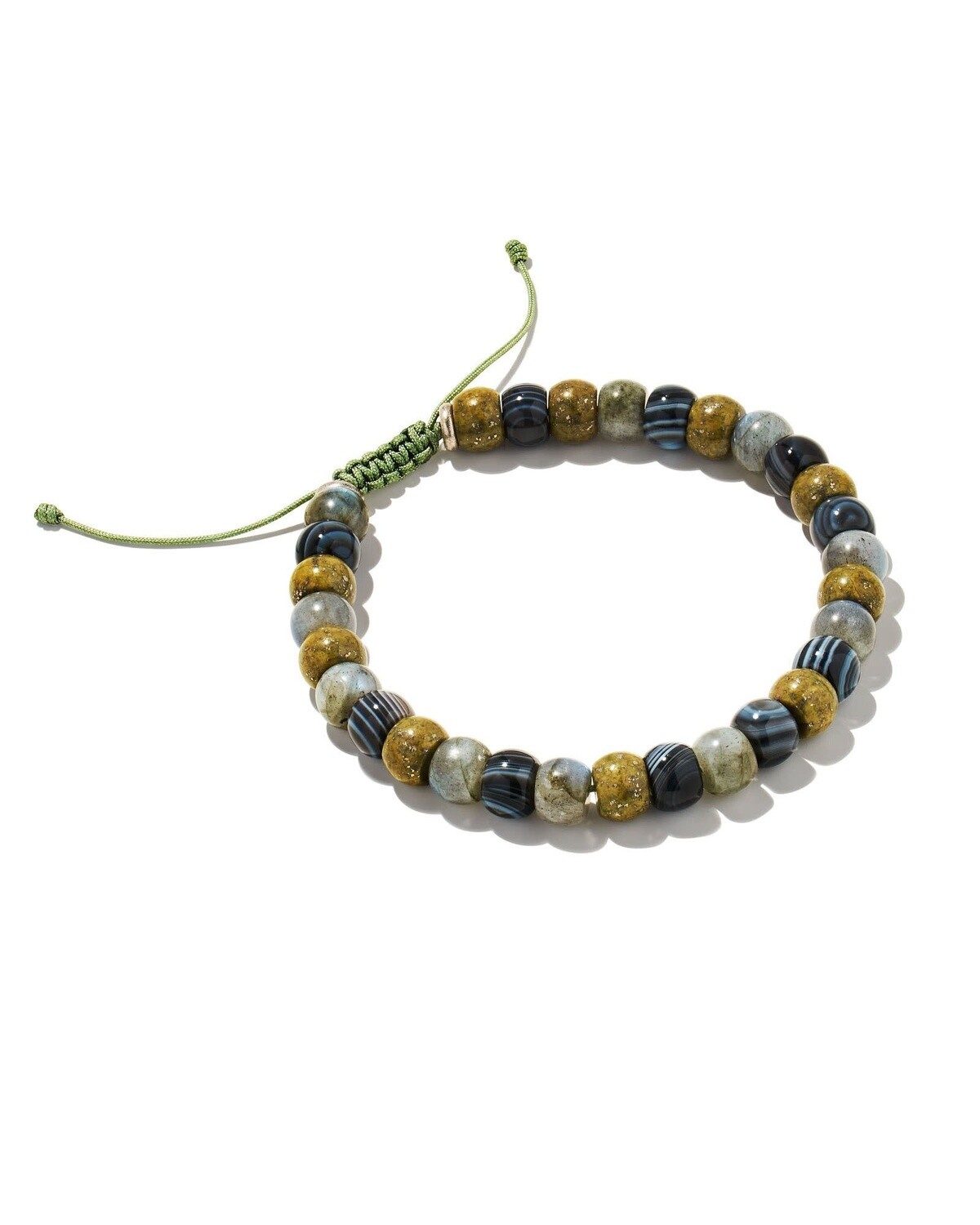CADE BEADED BRACELET, Color: OXIDIZED SILVER OLIVE MIX L, Size: L