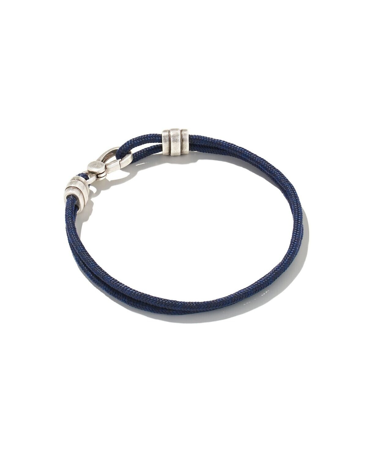 KENNETH CORDED BRACELET, Color: OXIDIZED SILVER NAVY S, Size: S