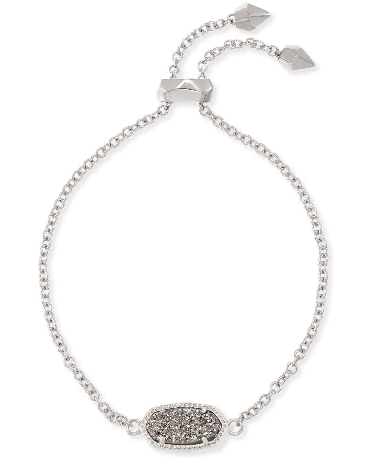 ELAINA DELICATE CHAIN BRACELET, Color: RHODIUM PLATINUM DRUSY, Size: ONE SIZE