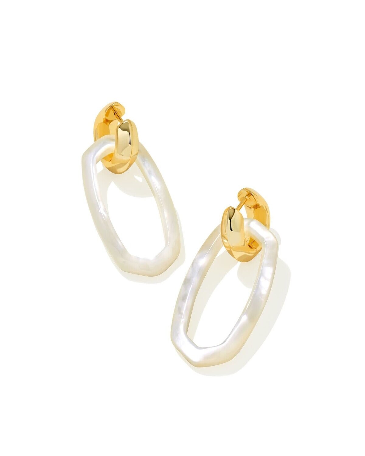 DANIELLE LINK EARRINGS, Color: GOLD IVORY MOTHER OF PEARL, Size: ONE SIZE