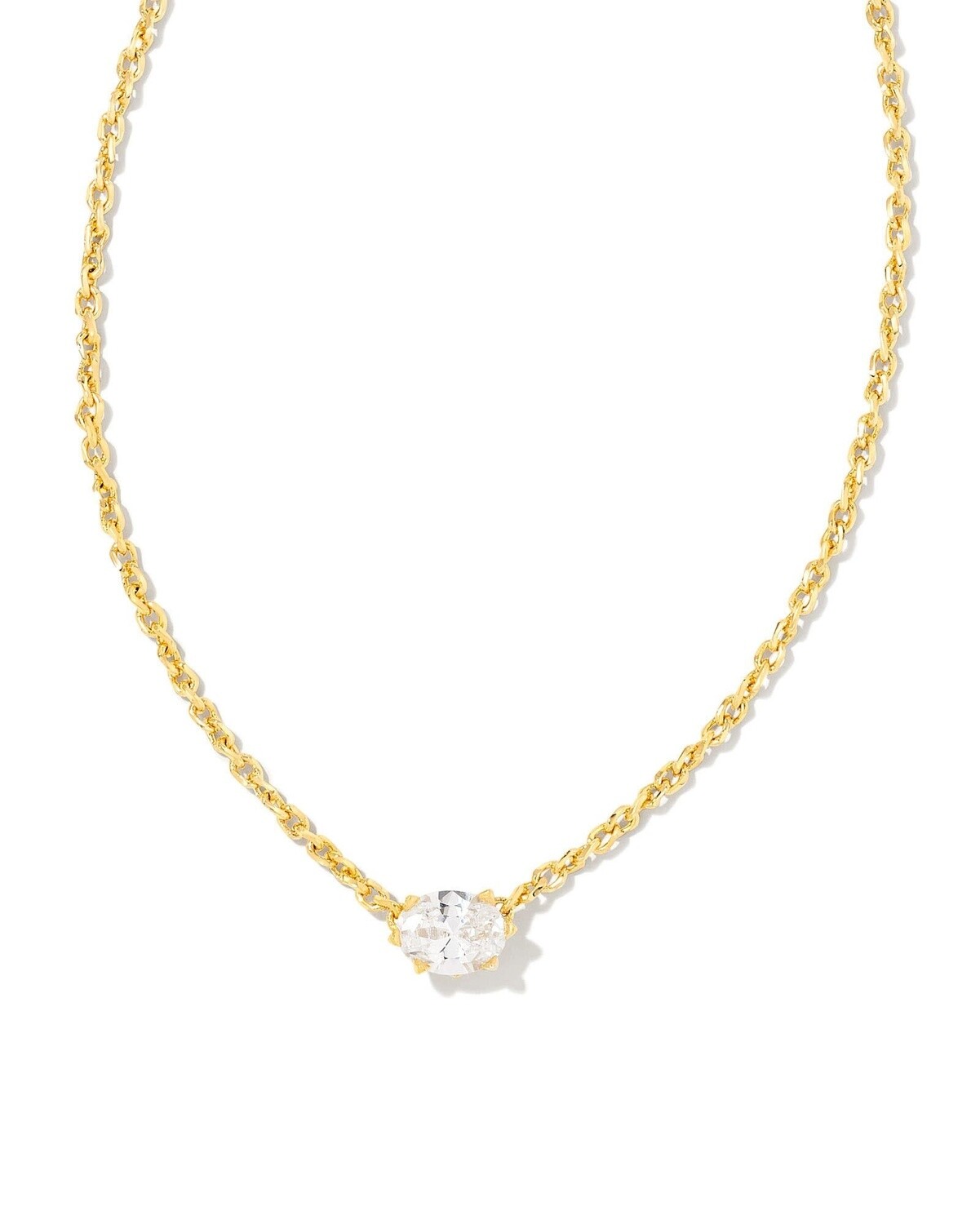 CAILIN CRYSTAL PENDANT NECKLACE, Color: GOLD METAL WHITE CZ, Size: ONE SIZE