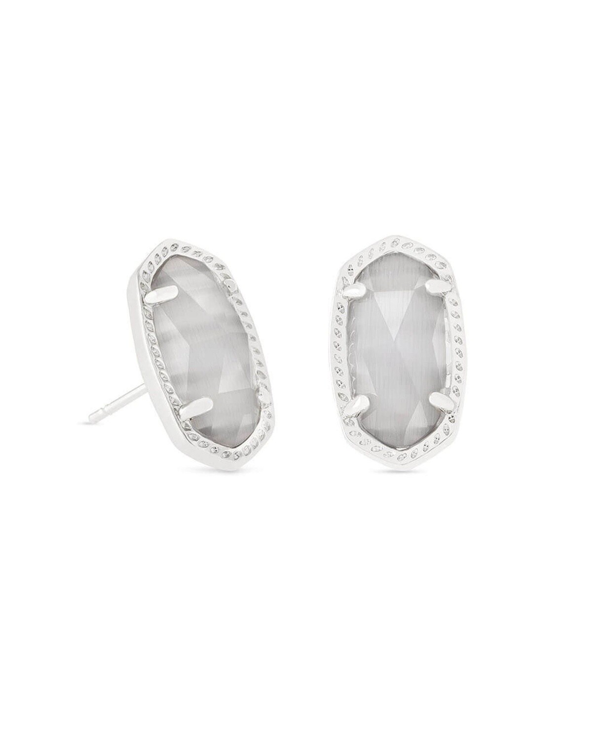 Ellie Stud Earrings-Silver, Color: RHODIUM SLATE CATS EYE, Size: ONE SIZE