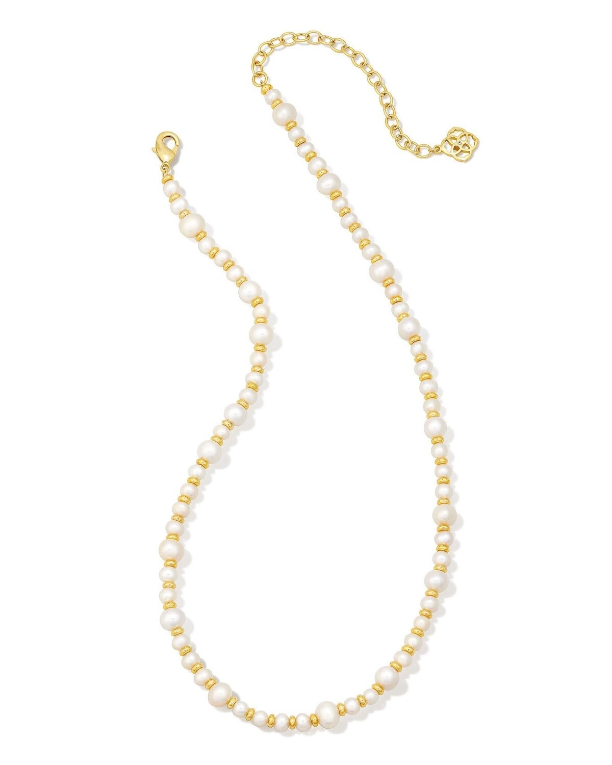 JOVIE BEADED STRAND NECKLACE, Color: GOLD WHITE PEARL, Size: ONE SIZE
