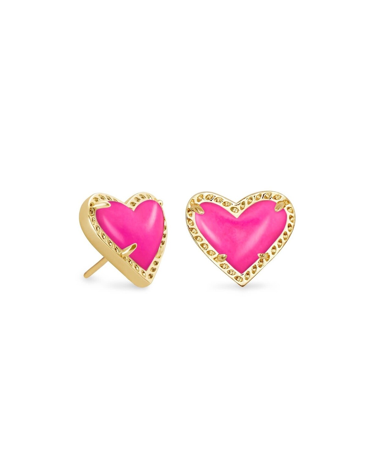 ARI HEART STUD EARRINGS, Color: GOLD MAGENTA, Size: ONE SIZE