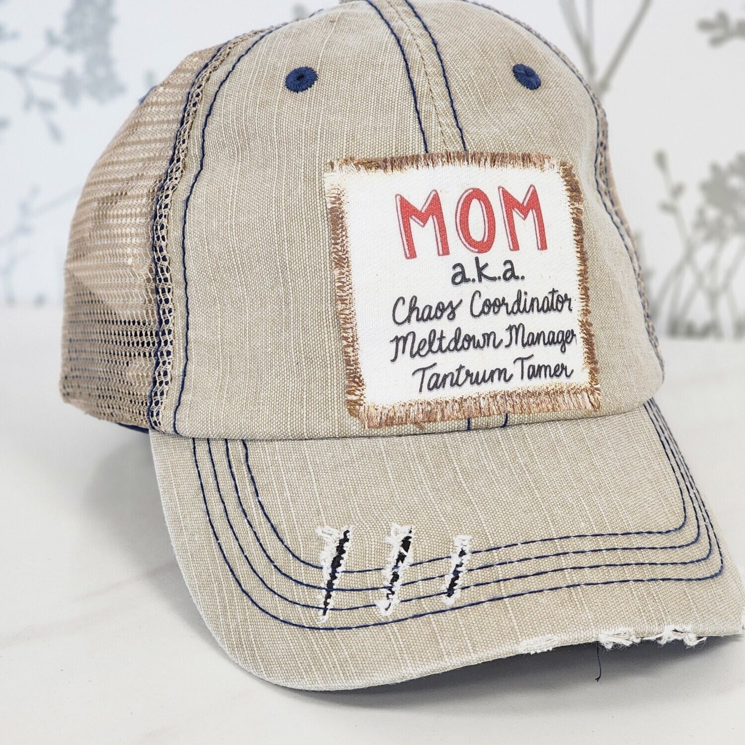 MOM A.K.A. DISTRESSED BALL CAP, Color: TAN