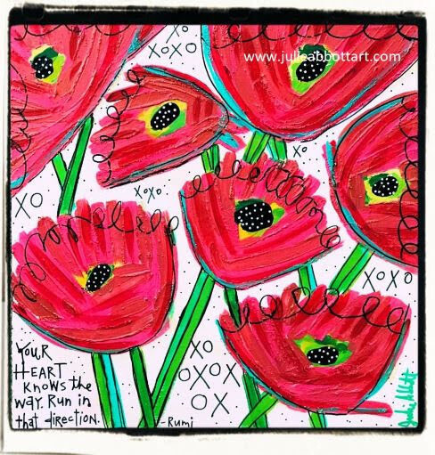 JULIE ABBOTT STOCK ARTWORK - FLOWERS, SIZE: MINI, QUOTE/DESIGN: RED POPPY - RUMI