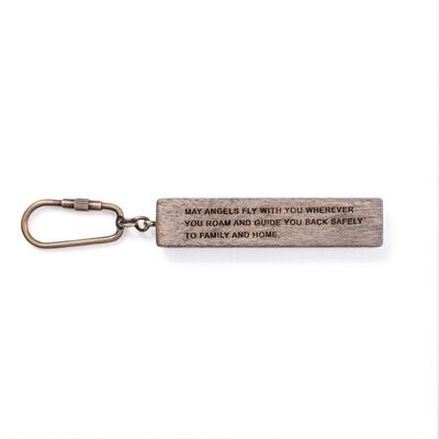 WOOD QUOTE KEYCHAIN, QUOTE: MAY ANGELS