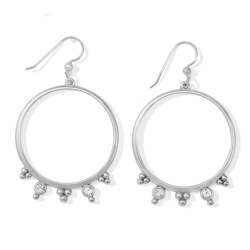 Twinkle Granulation Round French Wire Earrings - Silver, OS