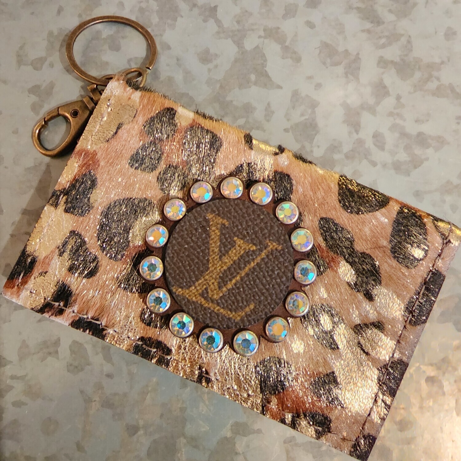 UPCYCLED LV BECCA SHIMMER LEOPARD CARD CASE