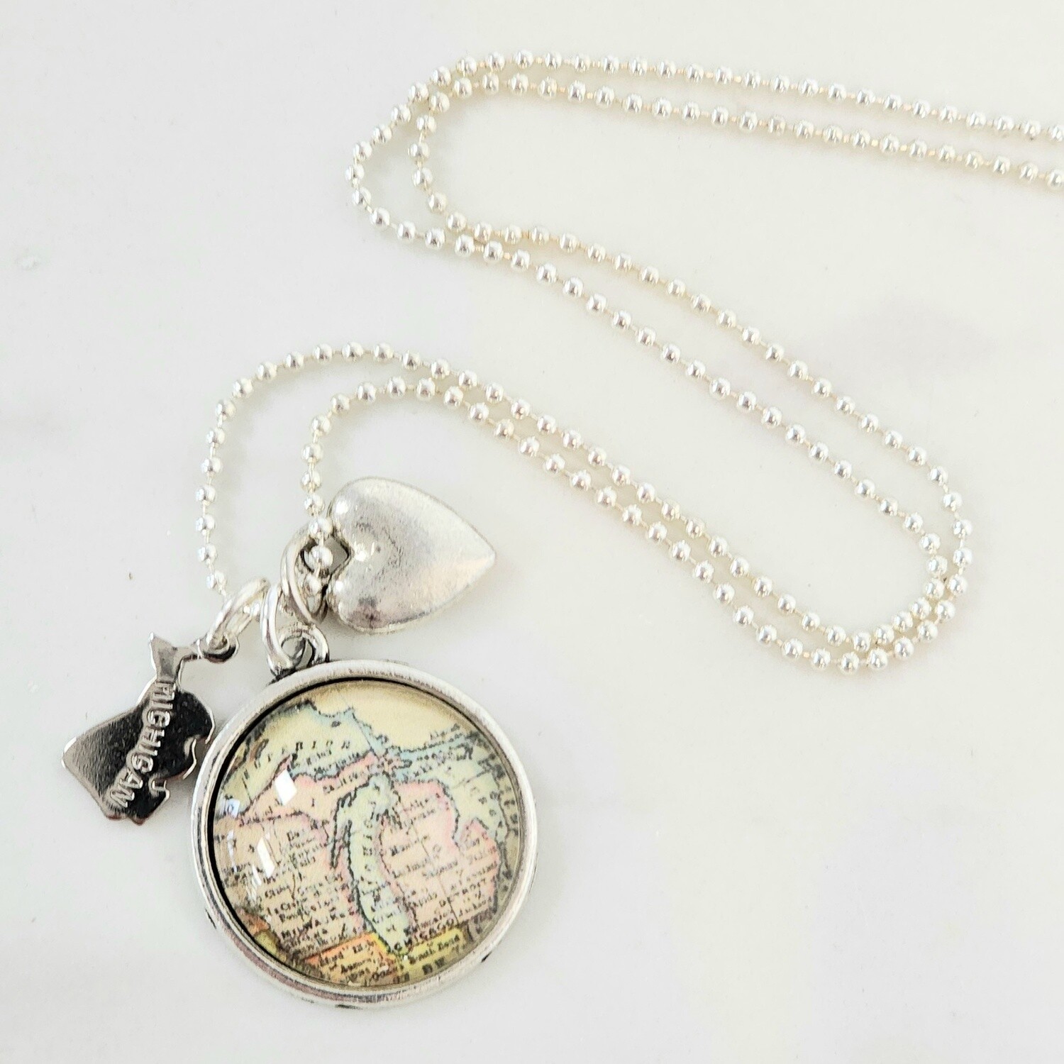 MICHIGAN MAP CHARM NECKLACE