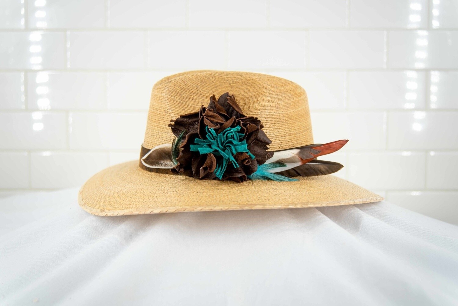 CHOCOLATE AND TURQUOISE FEDORA