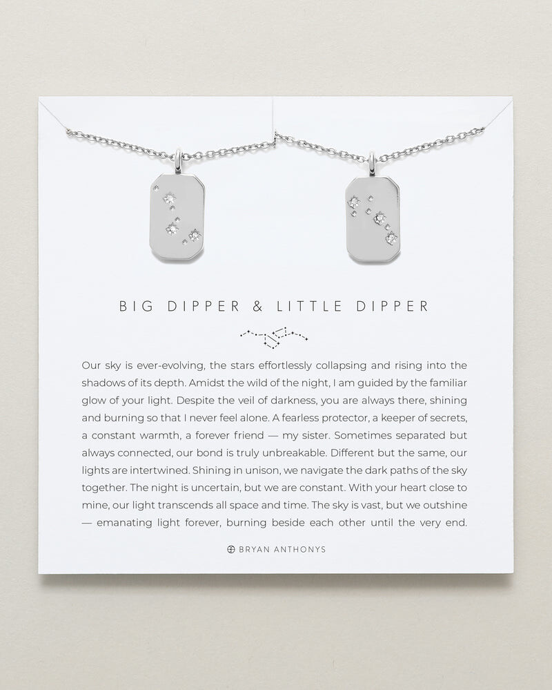 Big Dipper &amp; Little Dipper Necklace Set - Silver