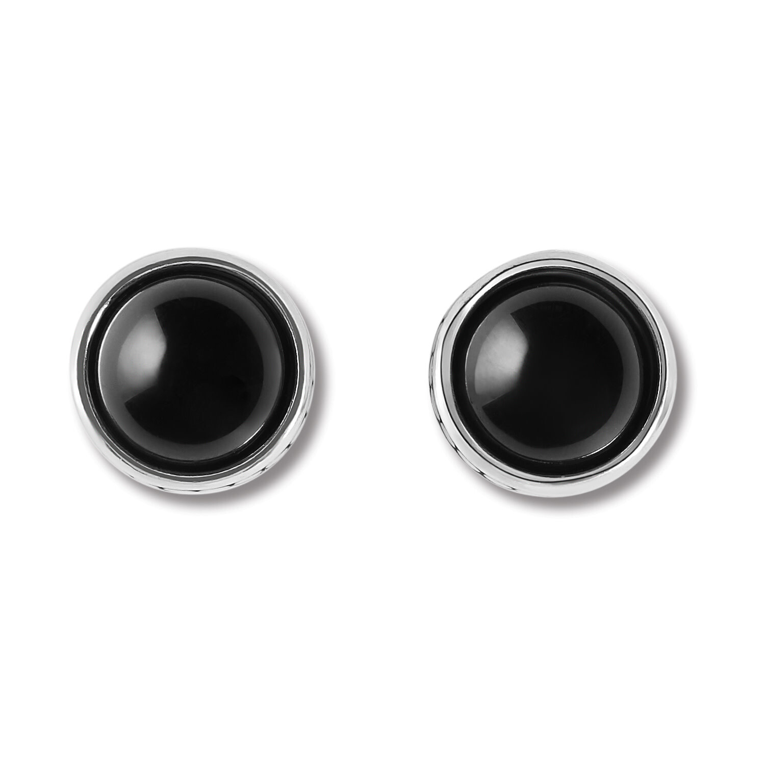 PEBBLE DOT ONYX CAB POST EARRINGS