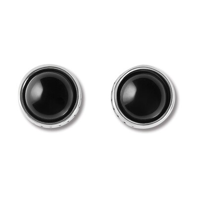 PEBBLE DOT ONYX CAB POST EARRINGS