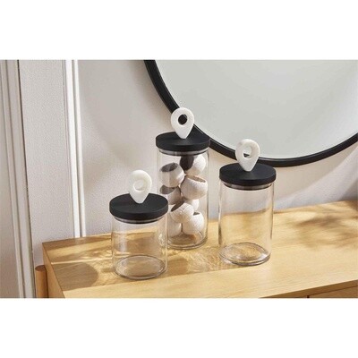 Black &amp; White Glass Canister Set