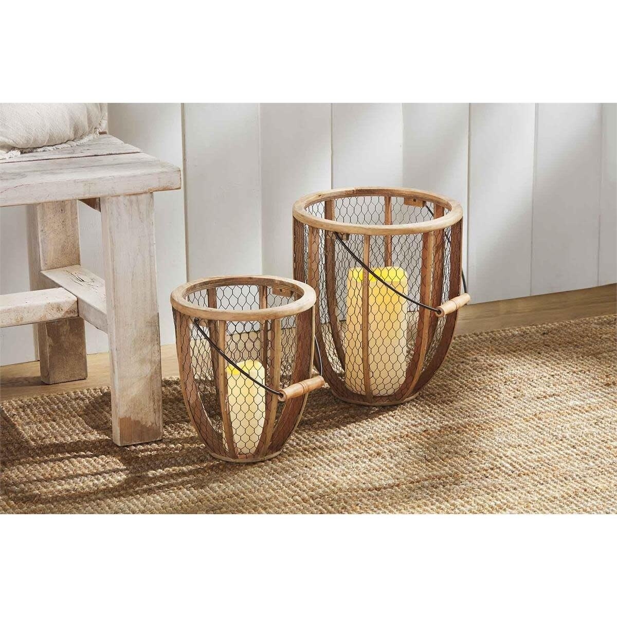 Wire Bucket Lantern Set
