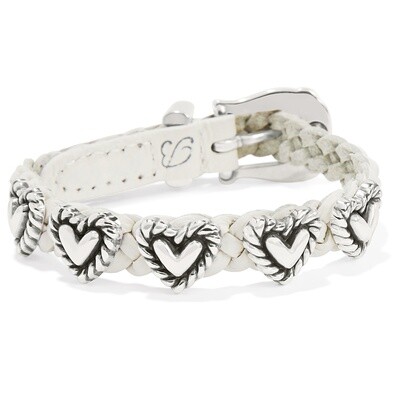 Roped Heart Braid Bandit Bracelet-White