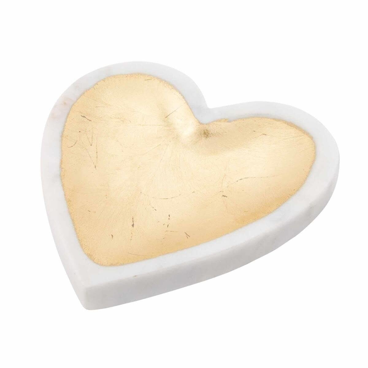 WHITE MARBLE FOIL HEART TRAY
