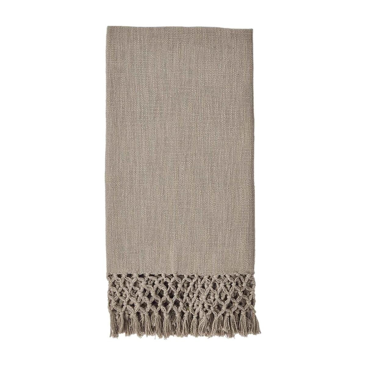 TAUPE MACRAME THROW BLANKET