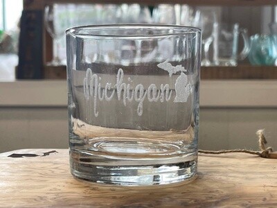 MICHIGAN SCRIPT WINE GLASS