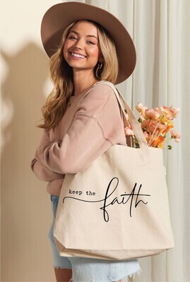KEEP THE FAITH CANVAS TOTE BAG