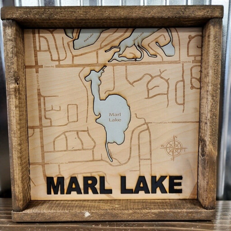 MARL LAKE MAP 12X12 SIGN