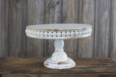 10&quot; WHITE BEADED CANDLE STAND