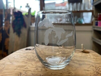 MICHIGAN GREAT LAKES STEMLESS WINE GLASS
