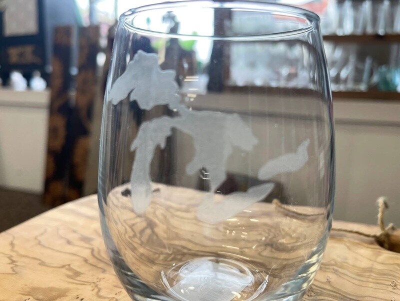 MICHIGAN GREAT LAKES STEMLESS WINE GLASS