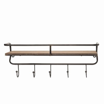 WOODEN &amp; METAL WALL RACK - SMALL