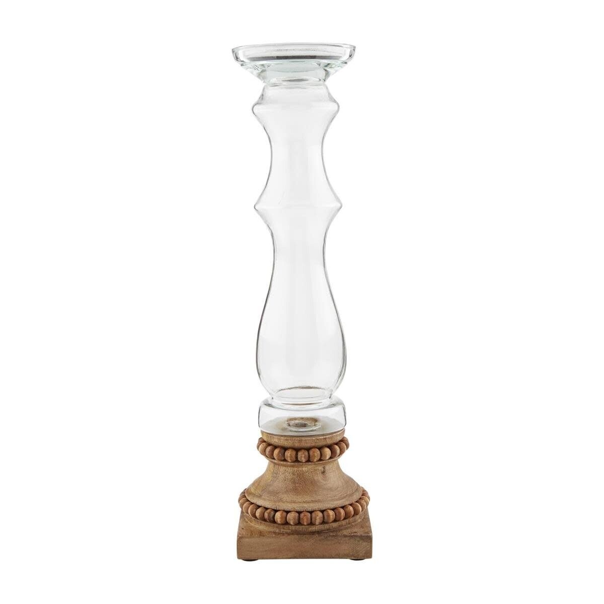 LARGE BEADED GLASS CANDLESTICK