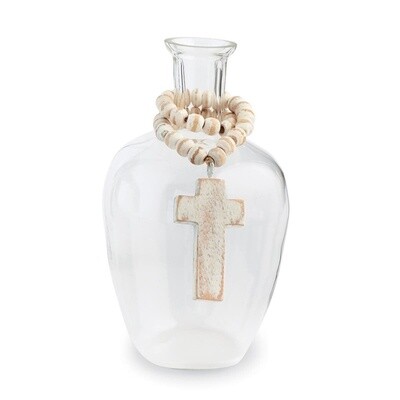 CROSS BUD VASE WITH BEADS