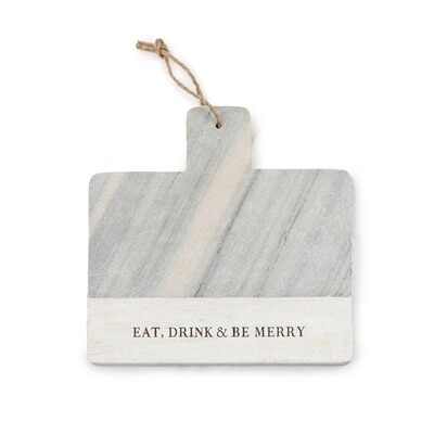 EAT, DRINK &amp; BE MERRY MARBLE CUTTING BOARD