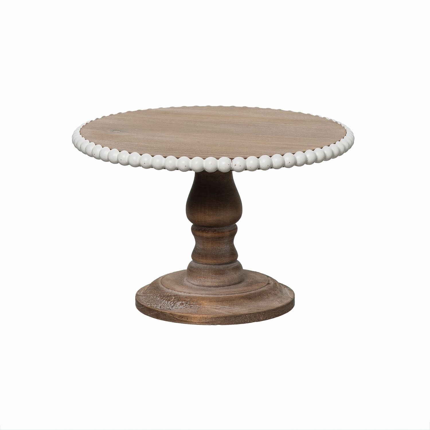 WOOD TIERED STAND W/BEADED ACCENT
