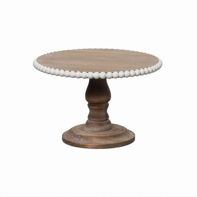 WOOD TIERED STAND W/BEADED ACCENT