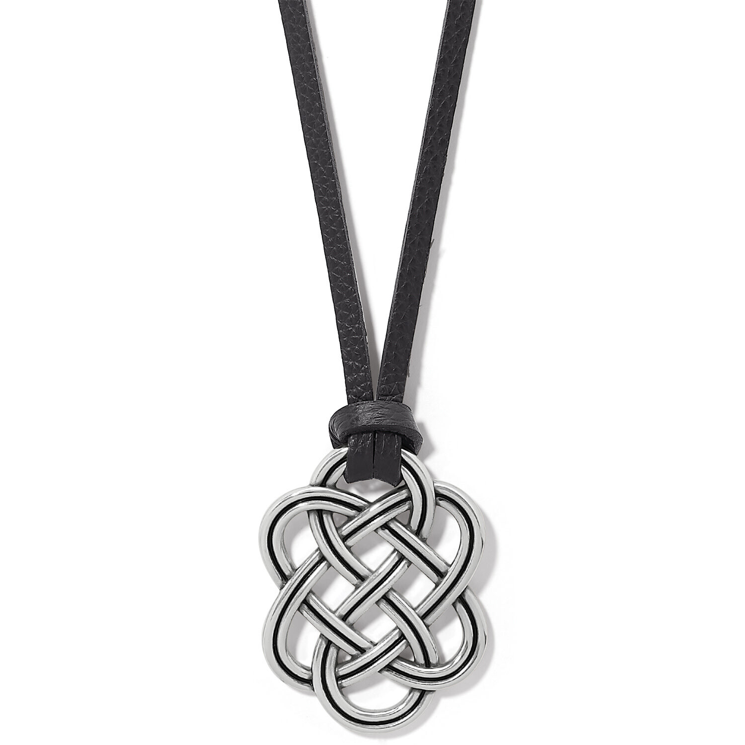 Interlok Trellis Leather Necklace-Black